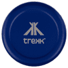 A drink holder in vibrant blue featuring a logo in a lighter colour, designed for keeping beverages cold.