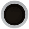A drink bottle holder in black with a white rim. Features a logo on the surface.