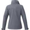 A women's softshell jacket in grey with a high collar and a fitted design, featuring an unobtrusive logo.