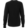A black women's fleece crew jumper with long sleeves and a ribbed hem, featuring a logo on the back.