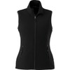 A women's Tyndall Polyfleece vest in black with a zip front and side pockets. Features a logo on the chest.
