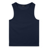 A navy blue men's sports tank top with a simple design and a logo. Ideal for athletic wear.