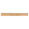 A bamboo 30cm ruler featuring engraved markings and a logo, in a natural wood colour.