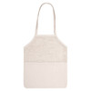 A cream-coloured tote bag with a mesh upper section and solid lower section. It features shoulder straps and a logo.