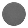 A round slate coaster in dark grey, featuring a slightly textured surface and a natural edge.