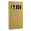 A pack of six twist crayons in various colours, presented in a cardboard box with a window for visibility.