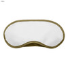 An olive green sleep eye mask with a white front, designed for blocking light and enhancing sleep.