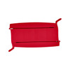 A red food clip featuring a flat design with two side grips, suitable for sealing bags or containers.