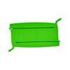 A green food clip with two sides, featuring a simple, sleek design suitable for kitchen use.