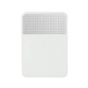 A white fridge magnet clip featuring a textured grey grip section at the top. It has a rectangular shape.