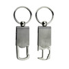A drink bottle opener key ring in silver with a sleek design and a metallic finish, featuring a key ring attachment.