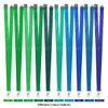 Polyester lanyards in various shades of green and blue, featuring clip attachments and a logo.