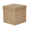 A brown cardboard box with a lid, featuring a square design and a simple, plain finish.