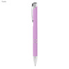 A purple rubberised metal pen featuring chrome accents and a clip. The pen has a smooth, sleek design.