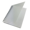 A grey Launa B6 PP notebook with a spiral binding and lined pages. It features a protective cover.