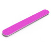 A pink nail file with a textured surface and rounded edges, designed for nail care.