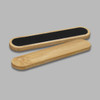 A bamboo nail file featuring a smooth bamboo body and a black sanding surface. It has a simple, natural design.
