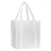 A white non-woven shopping bag with two sturdy handles and a plain design, featuring a logos or branding.