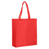 A red extra large non-woven bag with a gusset and two sturdy handles. It features a logo.