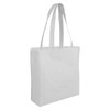 A white non-woven small shopper bag with two handles and a simple design. It features a logo.
