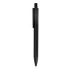 A black plastic pen with a clip and streamlined design. It features a branding logo on the barrel.