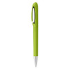 A vibrant green pen with a sleek design and a black accent. It features a clip for easy attachment.