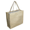 A large beige paper bag with gusset and two handles, featuring a simple design.