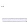 A 30cm solid white plastic ruler with black measurement markings and a logo on one end.