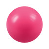A pink stress ball with a smooth surface, featuring a logo on one side.