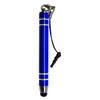 A blue metal stylus pen with silver accents and a black tip, featuring a lanyard attachment.