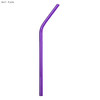 A purple stainless steel straw, bent design, measuring 8mm x 215mm, with a logo displayed.