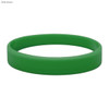 A dark green silicone wristband with a smooth, debossed surface and a circular shape. It has a logo on it.