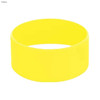 A yellow silicone wristband with a smooth surface and a simple design, featuring a logo.
