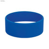 A large dark blue silicone wristband with a smooth finish, featuring a simple design.