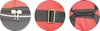 A red and black duffle bag featuring zippers, adjustable straps, and a branded logo.