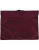 A maroon satchel with a flap closure and handle, featuring a simple, unadorned design.
