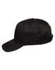 A black polycotton twill cap featuring a curved brim and a logo on the side.
