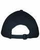 A black Sandwich Peak Cap featuring a curved peak and an adjustable strap at the back with a logo.