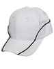 A red cap featuring contrast lining and a logo. The cap has a curved brim and ventilation holes.