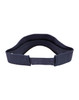 A navy blue sandwich visor with a curved brim and adjustable band. It has a logo on the side.