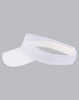 A white visor with a wide brim and a contrasting band. The design includes a logo.