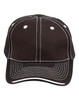 A blue cotton twill cap with contrast trim and a logo on the front. Features stitched detailing on the brim.