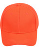 A structured cap in bright orange with a mesh design, featuring a logo on the front.