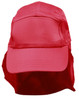 A red poly cotton legionnaire hat with a wide brim and rear flap, featuring a logo.