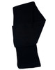 A black cable knit scarf with a textured design, made from acrylic material. It features a cable row detail.