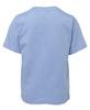 A light blue kids' t-shirt featuring a plain back design and a logo.