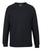 A black long-sleeve T-shirt with a round neckline and a logo tag at the collar.