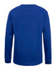 A blue long-sleeve t-shirt with a plain back and no visible branding.
