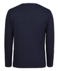 A navy long-sleeve t-shirt with a plain back view, featuring a simple design and a brand logo.