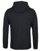 A black long-sleeve hooded tee with a back view, featuring a hood and a simple design.